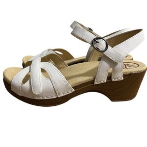 Dansko Season Sandal Women’s Sz 9.5/10 EU 40 White Leather Slingback Strap NEW